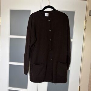 LESET Zoe Crew Cardigan in Chocolate Brown